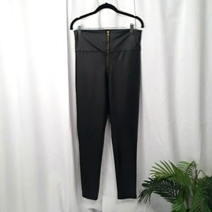 Women's Plus Size PU Leather Pants Black Size 1X